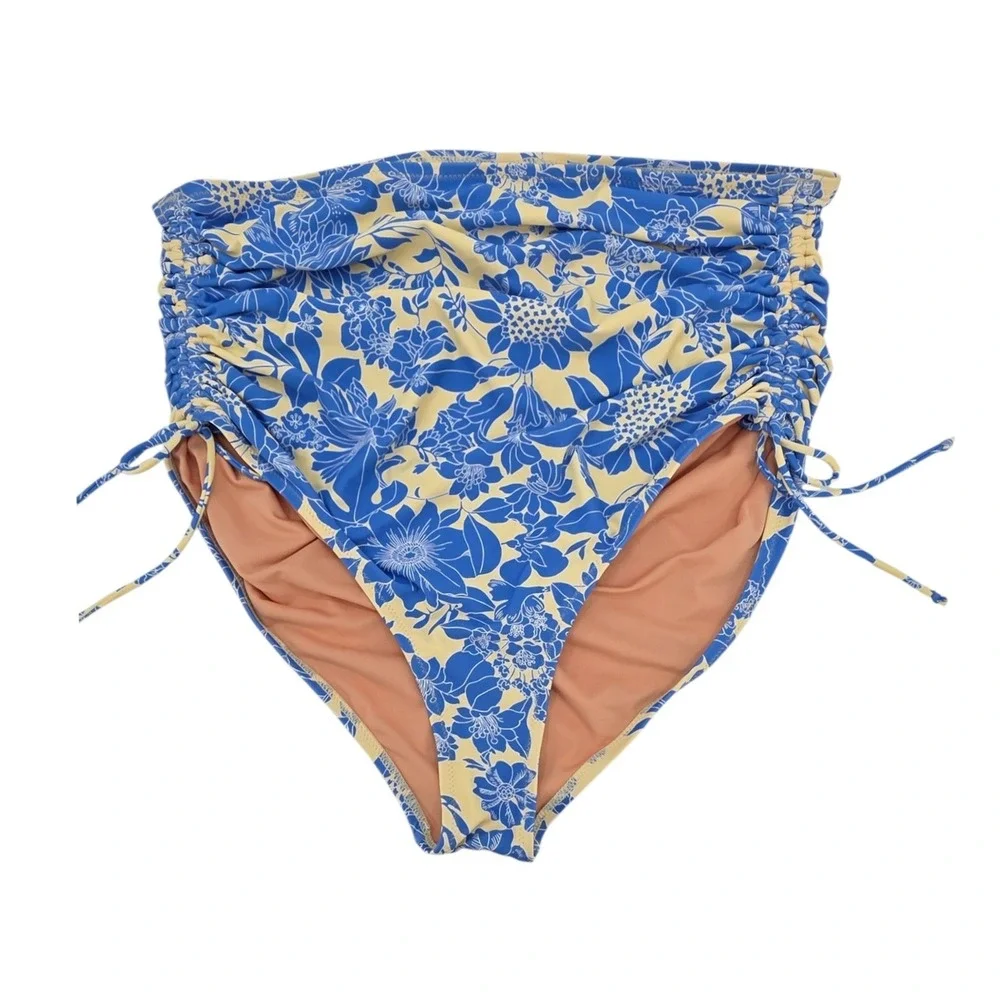 J. Crew Womens XL Blue Yellow Floral High Waisted Bikini